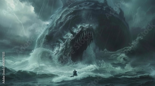 giant biblical leviathan in the sea in high resolution © Marco