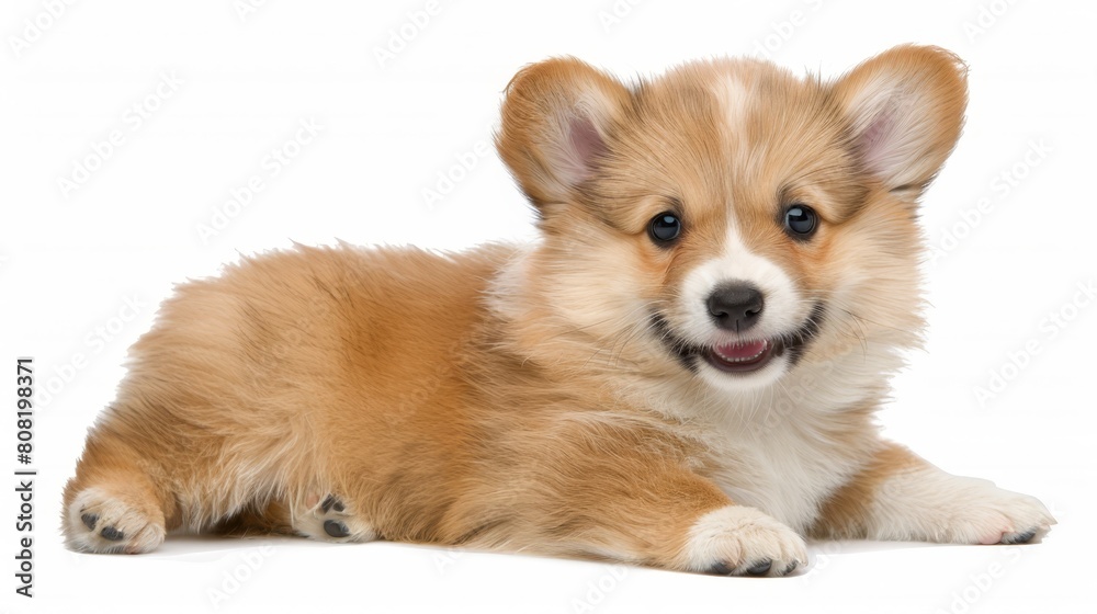 A brown-and-white dog rests atop a white floor Nearby, a black-and-white dog lies similarly on another patch of white floor A brown-and-white dog rests atop a white floor Nearby, a black-and-white dog lies similarly on another patch of white floor