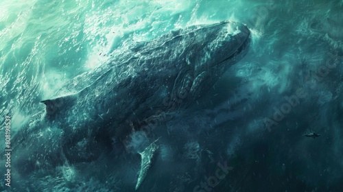 giant biblical Leviathan in the sea in high resolution and high quality. monster concept