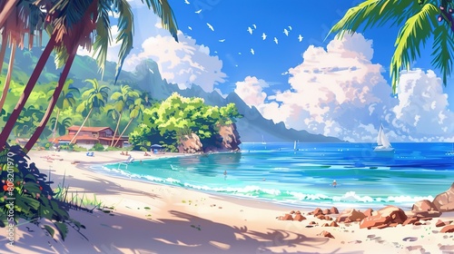 Summer beach vibe wallpaper © pixelwallpaper