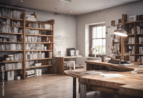 Wooden and white open space office corner