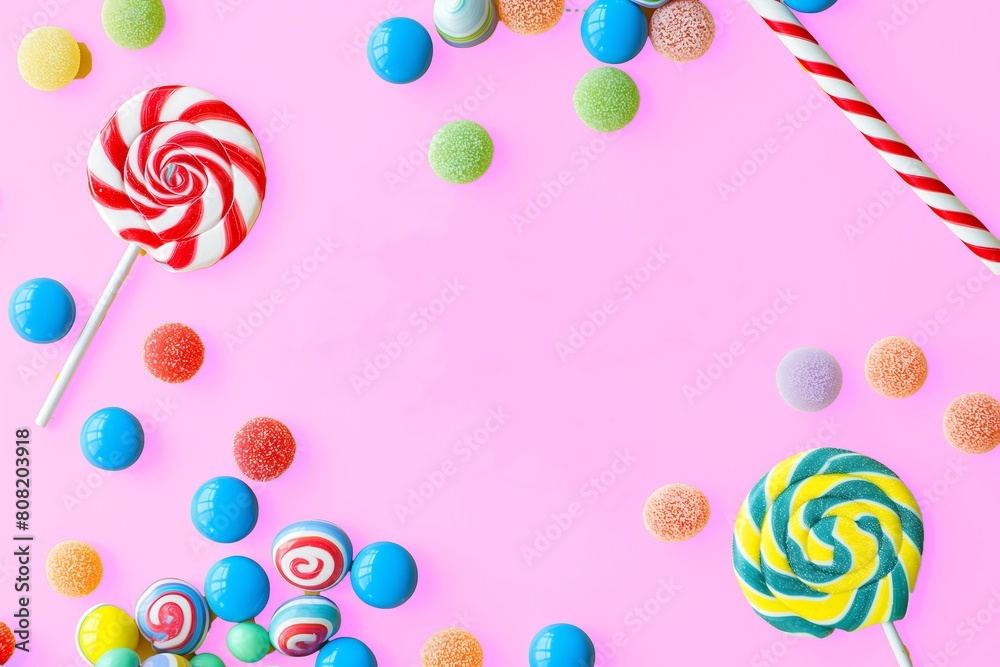 Lollypops yummy candy on a colored background