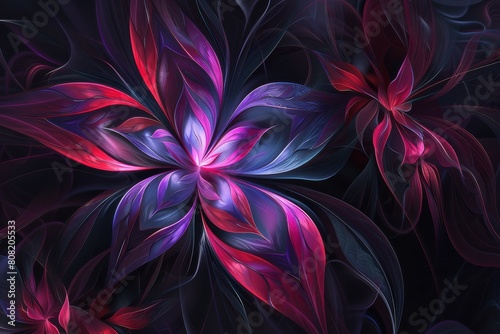 Computer Generated Purple and Red Flowers