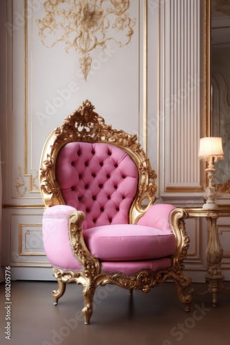 a luxurious vintage armchair in the interior of the palace