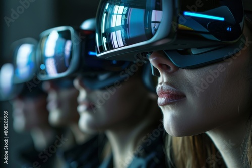 People Using Virtual Reality Technology created with Generative AI © dendyh7