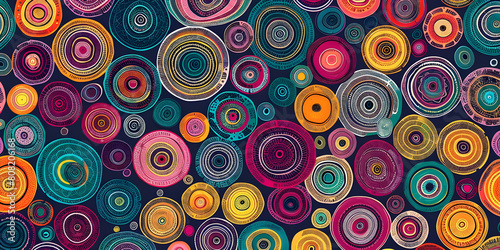 Seamless Doodle Pattern Background with Colorful Circles  Colorful Circle Doodle Seamless Pattern Background - Ai Generated