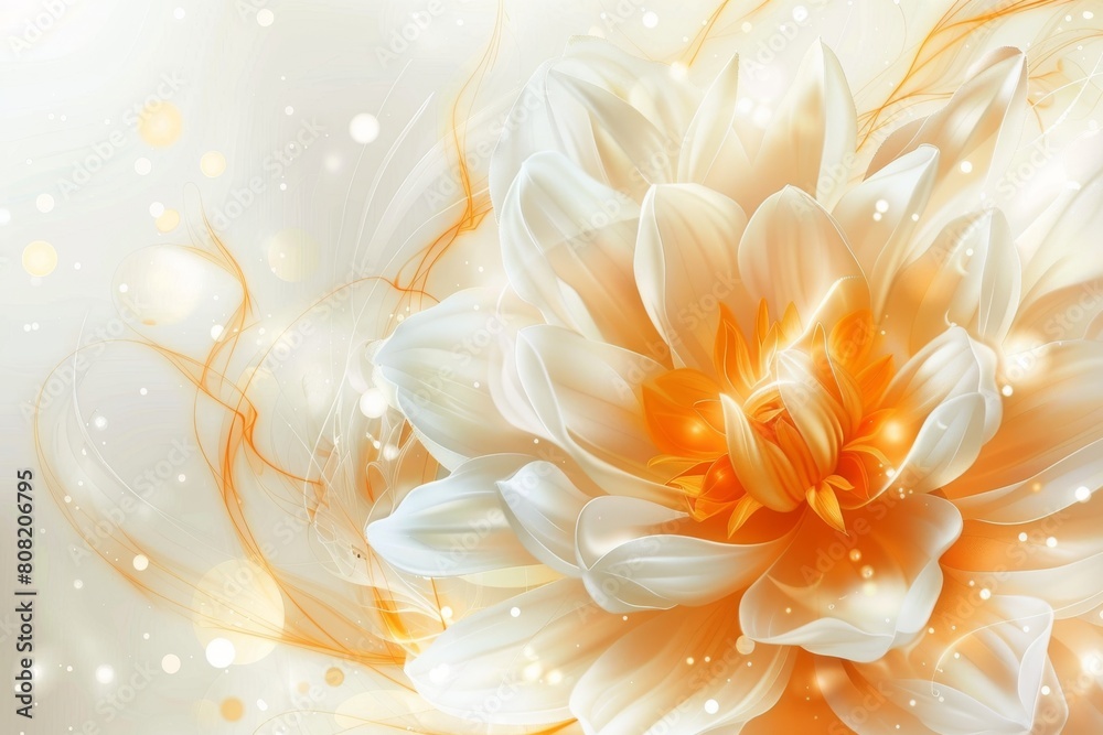White and Orange Flower on White Background