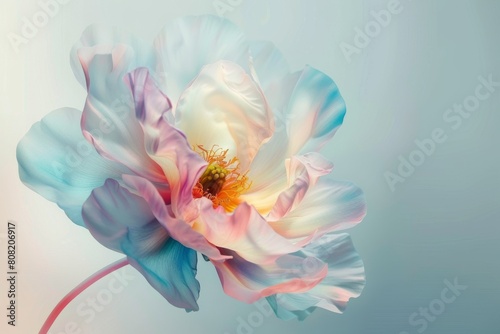 White and Pink Flower on Blue Background
