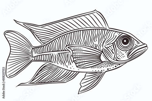 Sketch of a fish for coloring on a white background