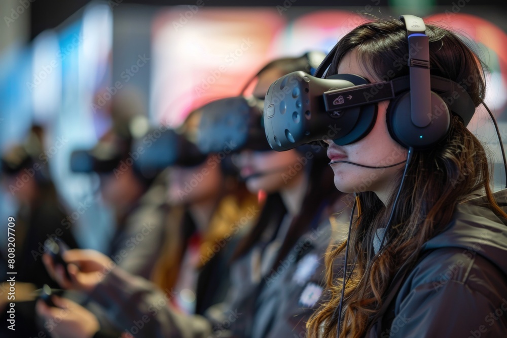 People Using Virtual Reality Technology created with Generative AI People Using Virtual Reality Technology created with Generative AI