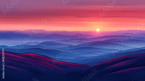 sunset over mountains © DemYanOff