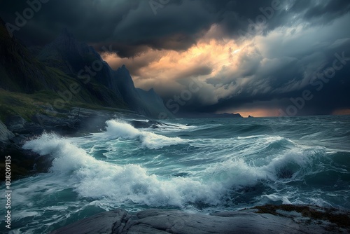 stormy sea, with dark clouds