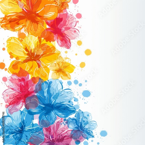 Colorful Flowers Arranged on White Background