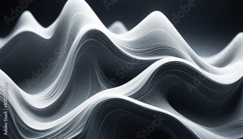 Elegant Abstract Monochrome Waves Dark Background