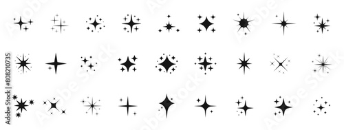 Sparkle star vector set. Stars sparkling icons.