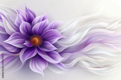 Purple Flower on White Background