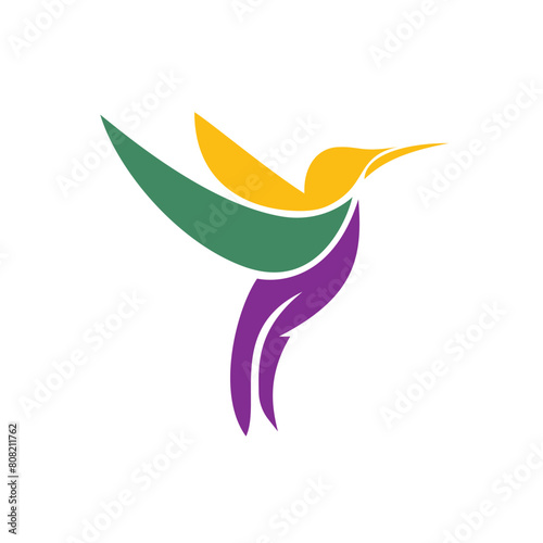 Hummingbird vector logo design template. Colorful bird logo concept.