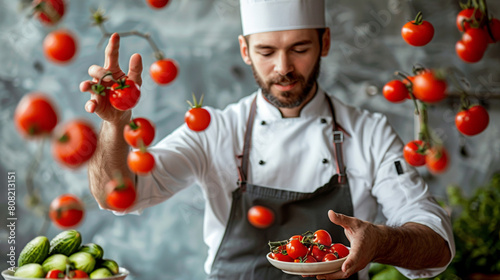 Chef Holding Plate of Tomatoes © Ольга Дорофеева