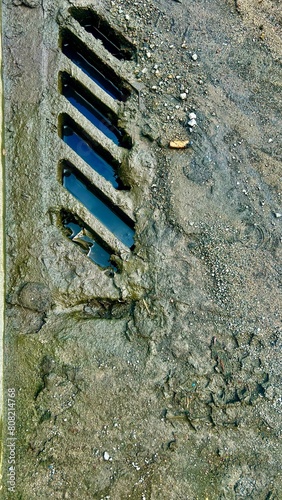 floor drain after the rain there are only cones