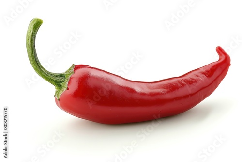 A single serrano pepper, small and spicy, isolated on a white background