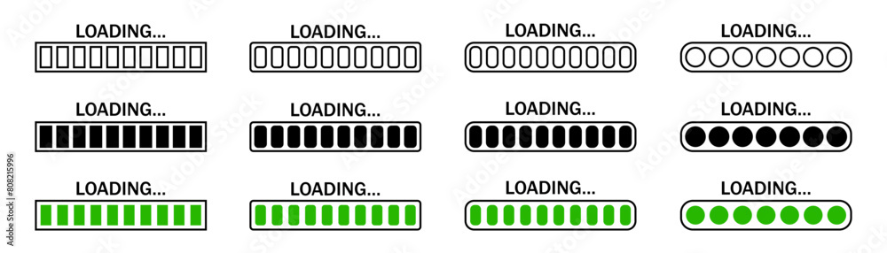 Loading panel, web page loading progress status, loading timeout indicator set eps10 Loading panel, web page loading progress status, loading timeout indicator set eps10