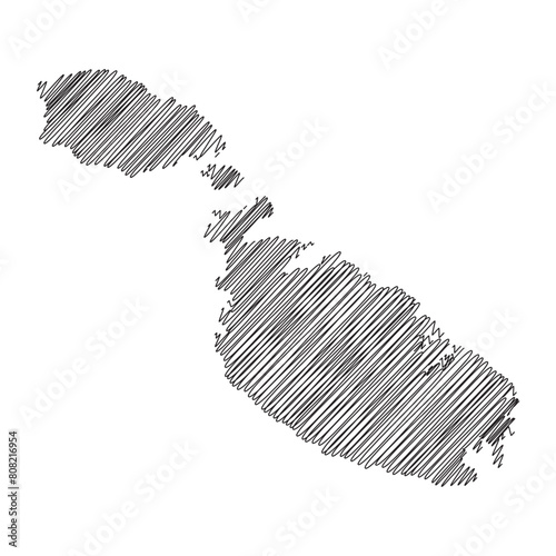 Malta thread map line vector illustration