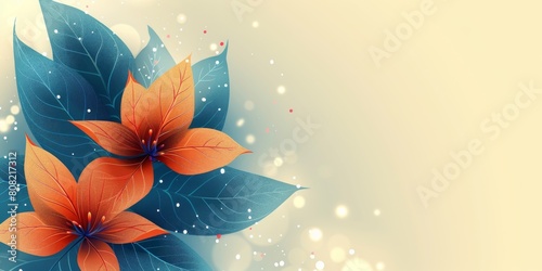 Blue and Orange Flower on White Background