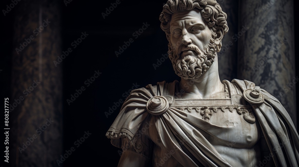 Roman emperor statue exuding regal attire and authority Roman emperor statue exuding regal attire and authority