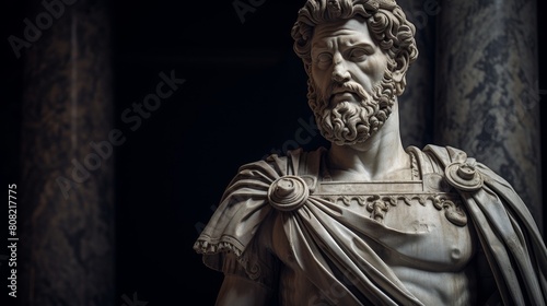 Roman emperor statue exuding regal attire and authority