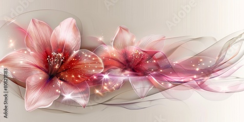Two Pink Flowers on White Background