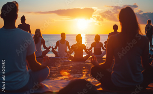 People engaged in wellness activities  such as yoga  meditation  or outdoor exercise.
