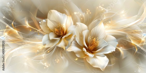 Two White Flowers on White Background