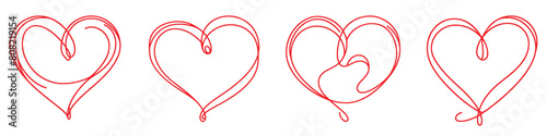 Heart love symbol. Set of linear drawings of hearts. Vector illustration © chekman