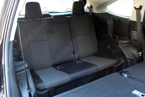 Third row seat of SUV. Rear Passengers seat and Third rows of SUV. Interior of a 7 seater SUV car. Moder SUV Interior.