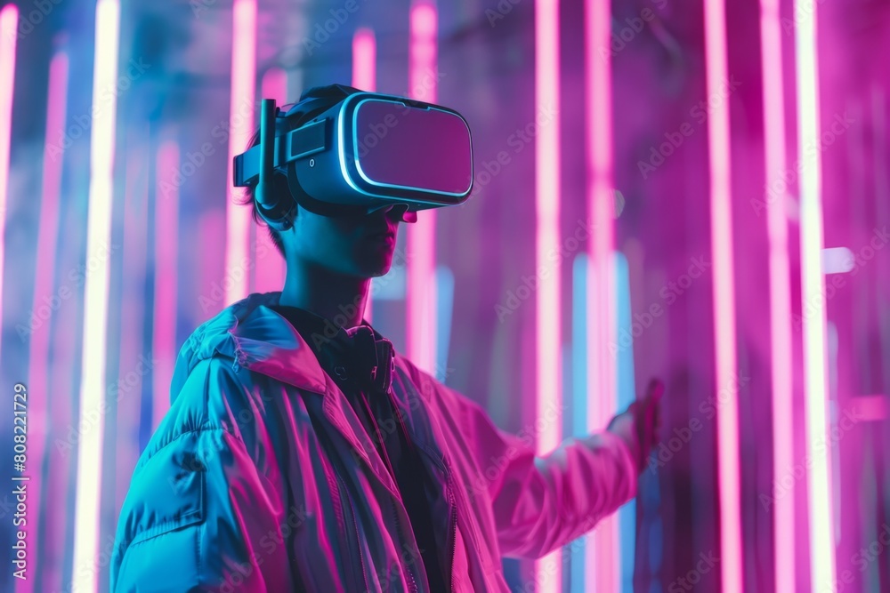 People Using Virtual Reality Technology created with Generative AI People Using Virtual Reality Technology created with Generative AI