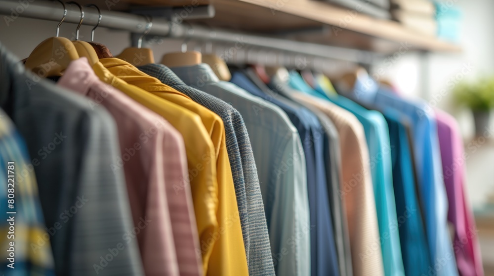 Obraz premium Colorful Wardrobe: Organized Fashion Choices