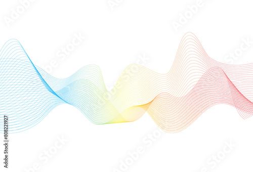 Abstract colorful wave lines on white background. Modern colorful wavy lines pattern design element. Wave lines art, Curved smooth design