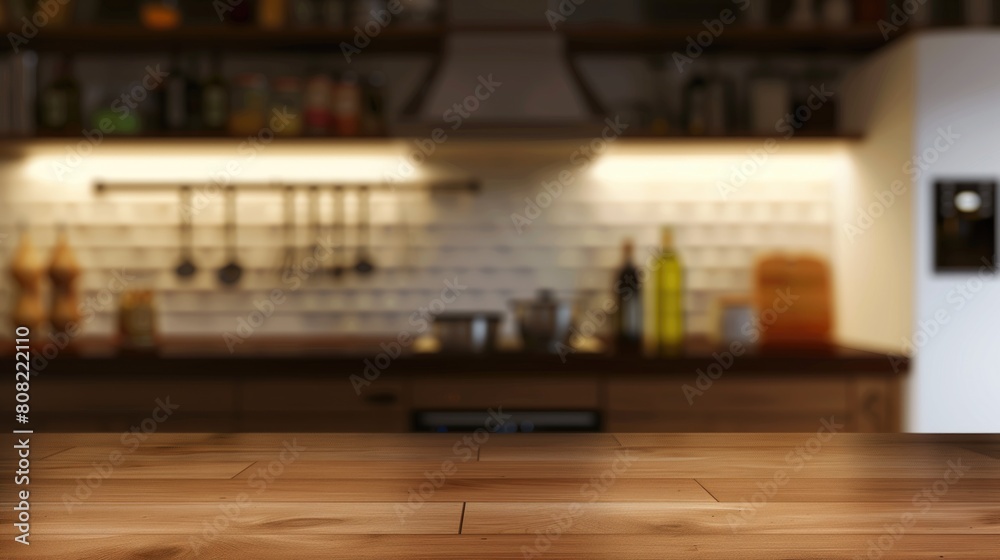 Obraz premium super blurry background with light kitchen photorealistic, product photography