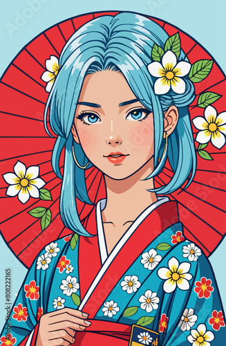 moderna geisha dai capelli celesti 02