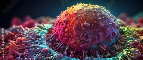 A colorful 3d rendered norovirus infection. photo
