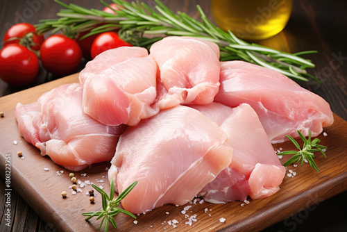 generated illustration of raw boneless chicken thighs