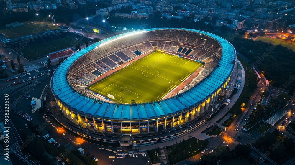 Top view of soccer stadium