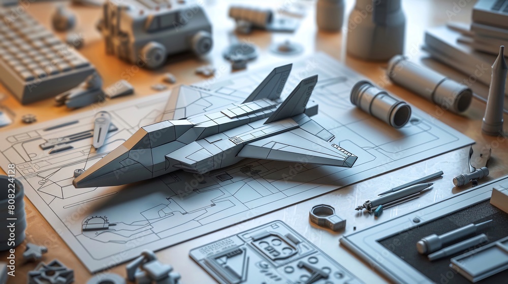 Fototapeta premium Modellino di aereo in costruzione