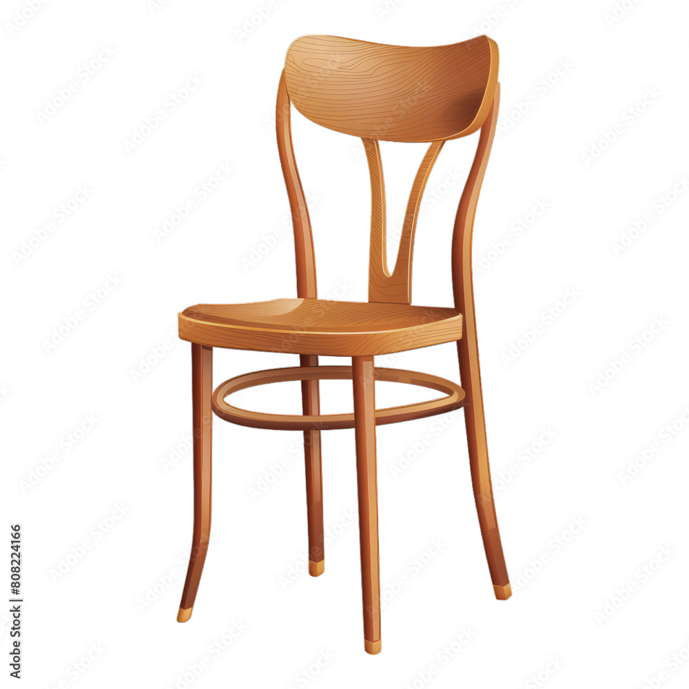 Bentwood Chair isolated on transparent background. illustration . Generative ai Bentwood Chair isolated on transparent background. illustration . Generative ai
