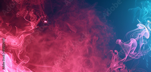 Coral pink smoke with deep blue neon  creating a warm and engaging event atmosphere.