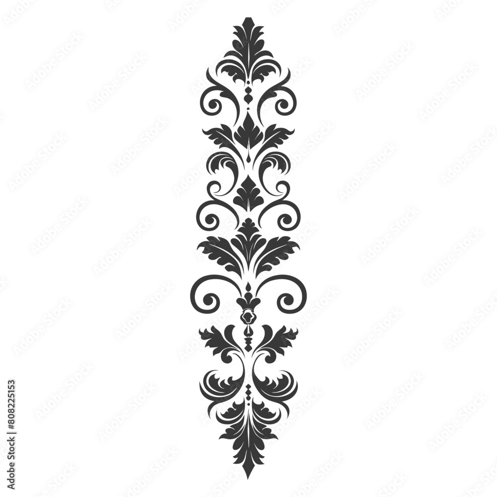 Silhouette vertical line divider with Baroque ornament black color only ...
