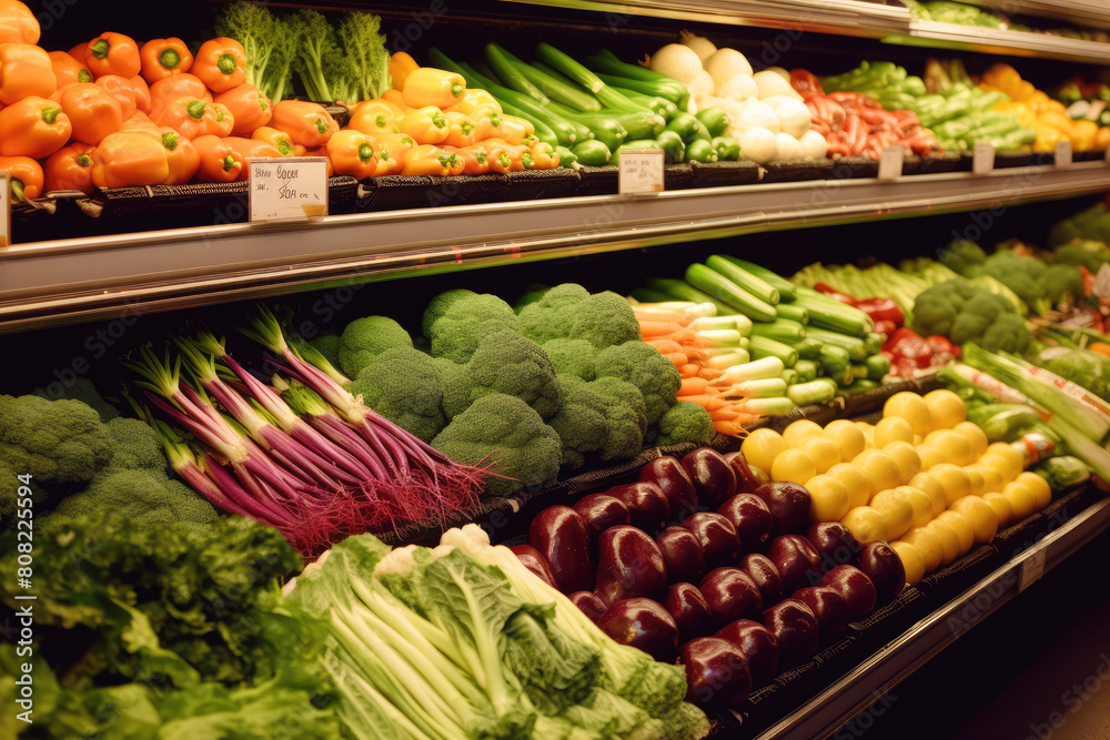 generated illustration of assortment of fresh organic fruits on the rack