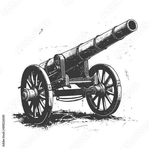 Silhouette vintage old cannon black color only