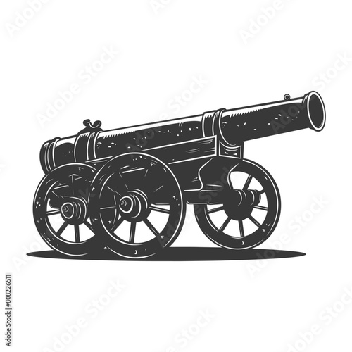 Silhouette vintage old cannon black color only