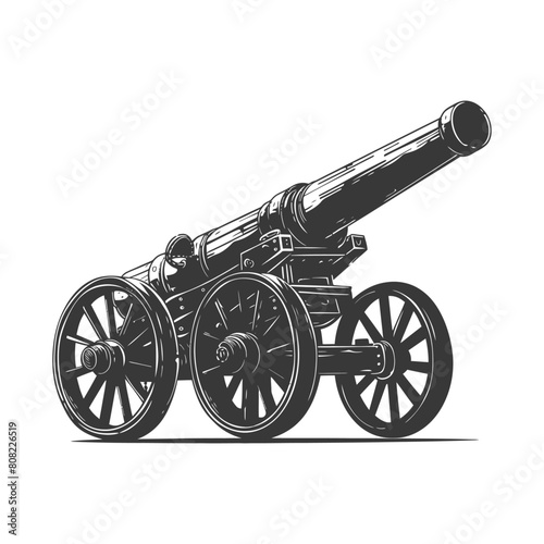 Silhouette vintage old cannon black color only